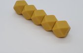 Siliconen kralen Hexagon 17mm – 5 STUKS MOSTERD GEEL - Vele kleuren beschikbaar - Siliconen kralen baby - Speenkoord kralen – Rijgkralen – Speenkoord maken – Wood & Fun