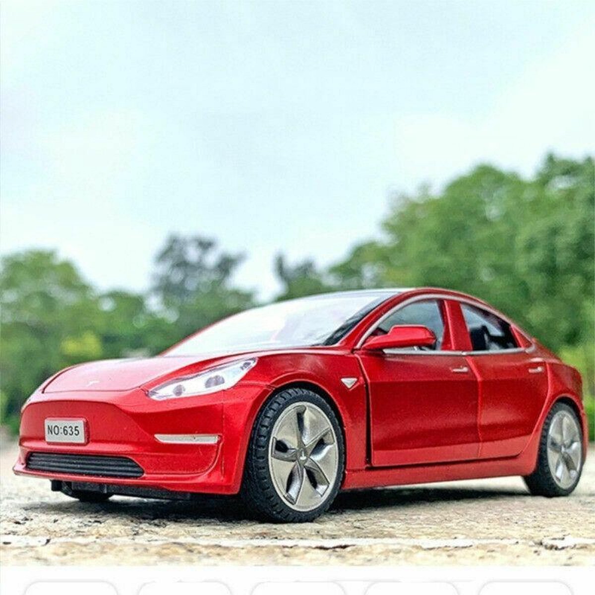 Tesla Model 3 - Voiture miniature - Son et lumière - Jouets miniatures -  1:32 - Zwart