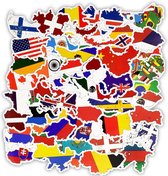 Autocollants avec pays et drapeaux - 50 pièces - Thème Géographie/ Voyages/ Monde