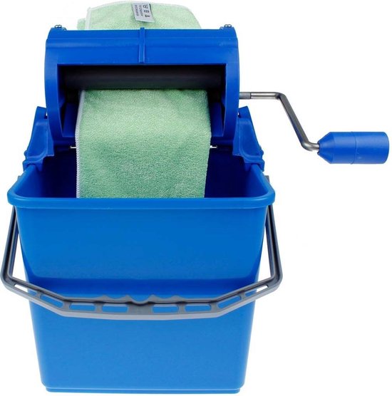 Wringer met emmer - blauw - 5Liter - Uniek hulpmiddel voor het uitwringen  van werkdoekjes | bol
