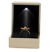 Ringdoosje LED lichtje goud - sieradendoos - aanzoek - verloving - bruiloft - huwelijksaanzoek - liefde - Valentijnsdag - ring - verlichting - lichtje - met licht