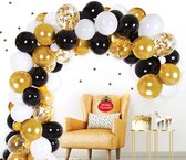 50 stuks Chique Party ballonnen pakket - Nedville - Luxe Ballonnen Confetti goud, chrome goud, metallic zwart en metallic wit, Helium Ballonnenset, Geboorte, Feest, Verjaardag, Party, Wedding, Gala, Valentijn Incl. ballonsluiters met wit lint