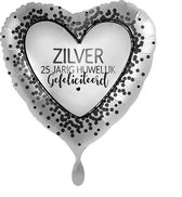 Everloon - Folieballon - Zilveren 25 Jarig Huwelijk - 43cm