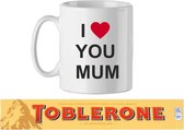 Mok I love you mum Toblerone | Moederdag | Moederdag cadeautje voor haar | Moederdagcadeau mok chocola chocolade | Moederdag cadeau voor moeder mama | cadeau moeder | Ik hou van jo