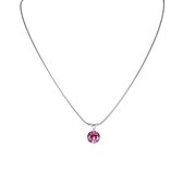 Silventi K932471739 Zilveren ketting - Zirkonia - Roze - Rond - 10MM - Slangschakel - 42CM - Rhodium - Zilver