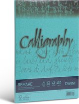 REMAKE ecologisch Upcycle papier met 25 % leer vezels 50 vel A4 120 g/m2 inkjet kleur Aquamarijn groen Calligraphy Acquamarina FAVINI rustiek perkament papier