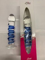 My Love - Glas - heerlijke Glas dildo - met zware blauwe ribbel - ca 18 cm - in colour box - GL18