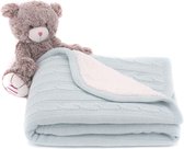 Knit Katoen Babydeken met Teddy voering - 75x100 cm -  Lichtblauw