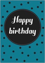 Hip23 | Wenskaart - Happy birthday - Blauw/zwart - Verjaardag