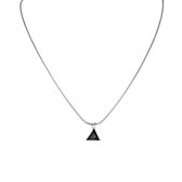 Silventi 932471674 Zilveren ketting - Zirkonia - Zwart - Driehoek - 8MM - Slangschakel - 42CM - Rhodium - Zilver