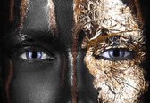 Plexiglas blue eyes 120 x 80 cm op Plexiglas incl. luxe ophangframe