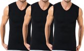 3 stuks - V-hals A-shirt - mouwloos - zwart - M
