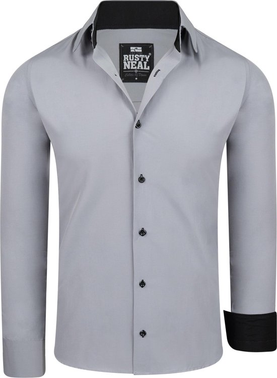 Rusty Neal - heren overhemd grijs - r-44 | bol.com