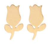 Dielay - Oorbellen Roos - RVS Oorstekers - Lengte 7 mm - Goudkleurig