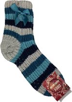Huissokken / Sokken KIANA - Gebreid met strepen - Blauw / Multicolor - Maat 36/41 - Anti slip