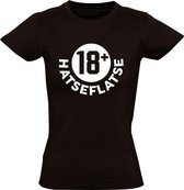 Hatseflatse 18PLUS Dames t-shirt |  Massa is kassa | hatseflatsen | Peter Gillis | Zwart