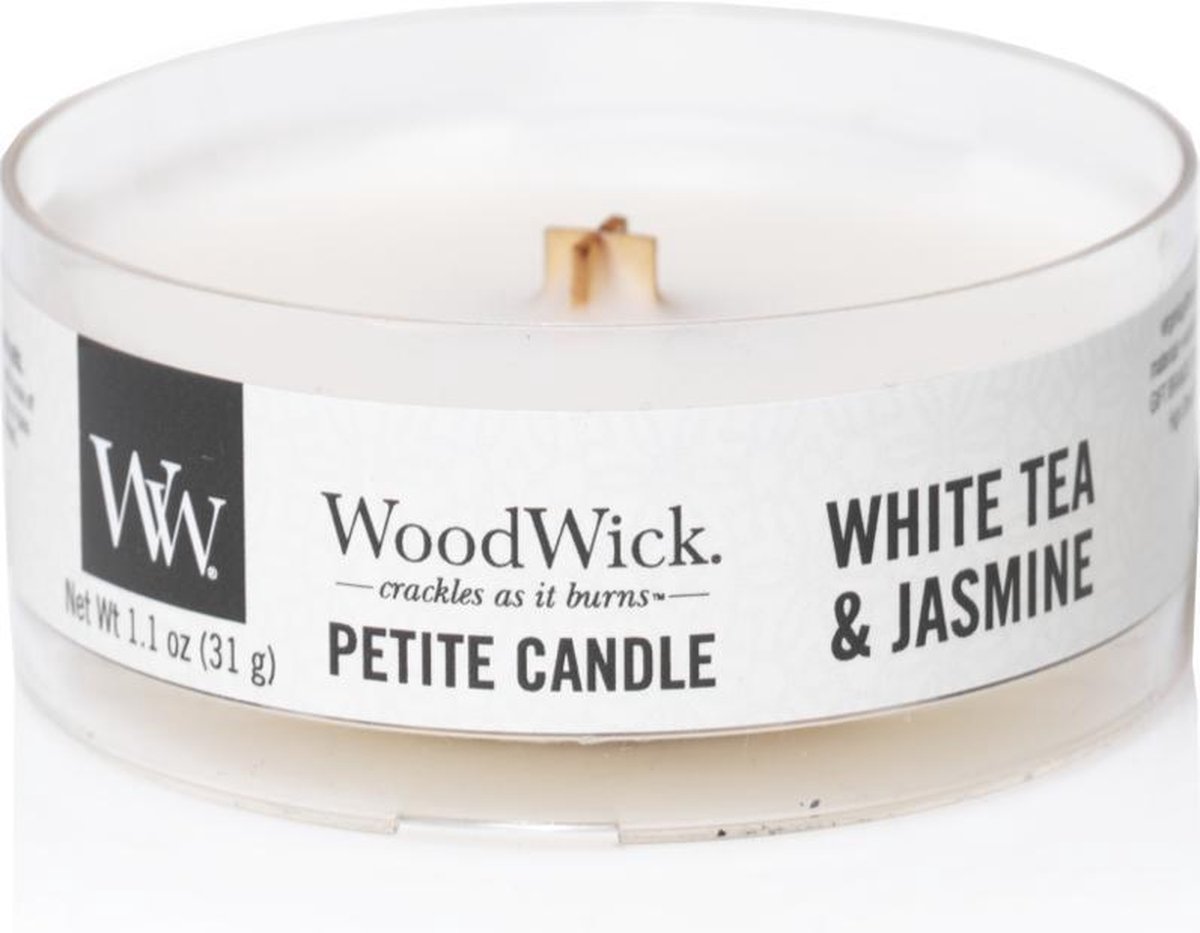 Woodwick White Tea & Jasmine kaars petite bol