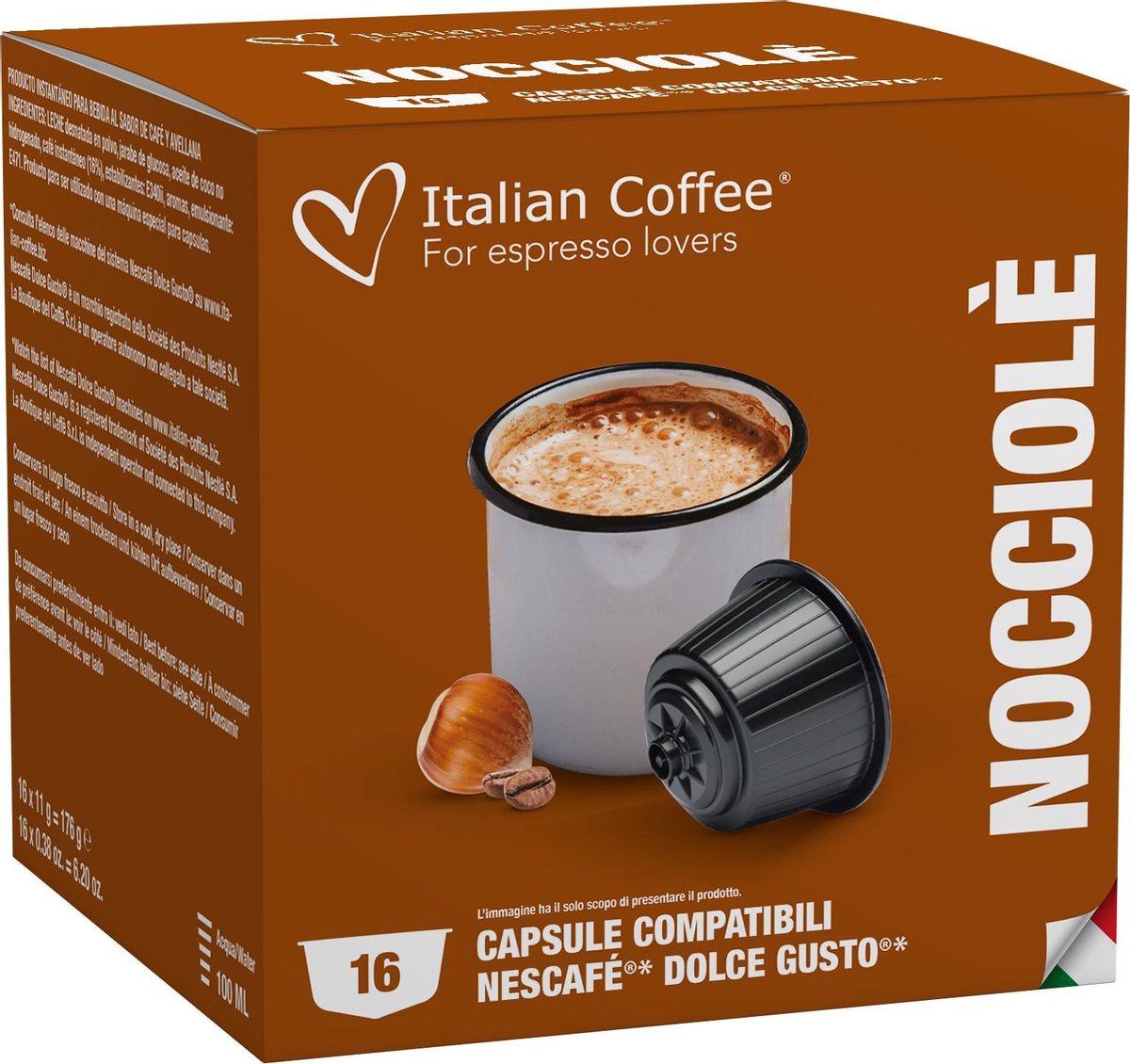 Italian Coffee - Hazelnootkoffie - 16x stuks - Dolce Gusto compatibel
