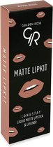 Golden Rose Matte LIPKIT :WARM NUDE Matte vloeibare lippenstift & lipLiner combinatie