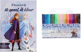Tekenset Frozen | Kleurboek Frozen + Frozen viltstiften (24) | Frozen Stickerboek | Stickers |  Disney Frozen | Disney Frozen speelgoed | Knutselen |  Knutselen voor meisjes |  Stiften | Teke