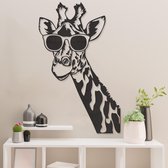 Wanddecoratie - Giraf - Dieren - Hout - Wall Art - Muurdecoratie - Woonkamer - Zwart - 89 x 55.5 cm