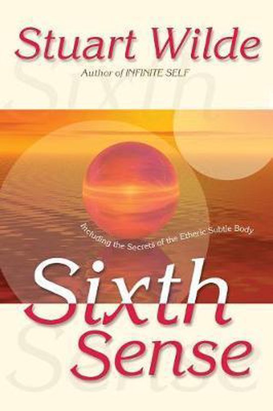 Boek 'Sixth Sense' van Stuart Wilde, met een bol in een zonsondergang op de kaft.