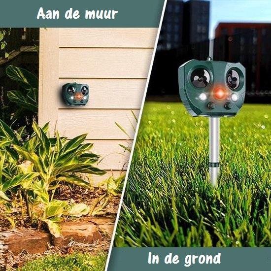Ultrasone Kattenverjager - Kattenschrik - Zonneenergie - Marterverjager - Op batterijen - Met adapter - Katten afweermiddel - Tuin - Ongedierte verjager