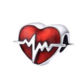 hart hartslag bedel | heart beat bead| geschikt voor Biagi , Pandora , Trollbeads armband | 925 zilver