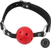 Banoch - Breathable ball gag open - zwart /  rood - verstelbare riem - bdsm