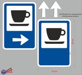 Koffie terras wegwijzer verkeersbord stickers set 2 stuks