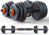 Barbell Set Halterstang Set met 25kg gewichten - Verstelbaar - Incl. Stang - Met dumbbell en kettlebell set - Voor fitness thuis