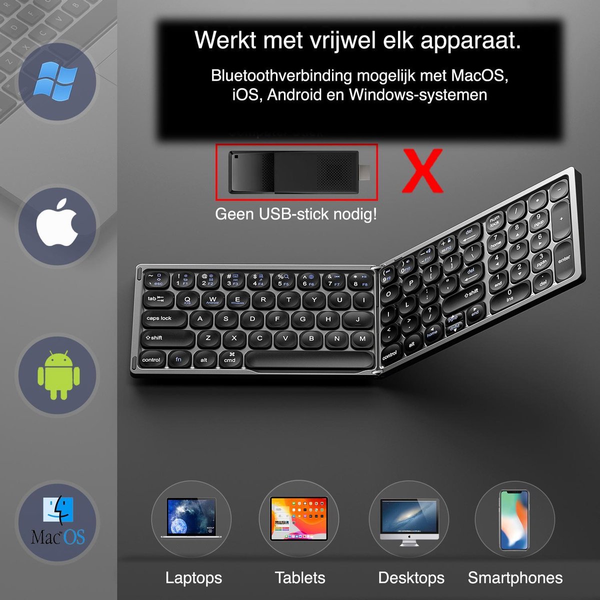 Draadloze Bluetooth-numerieke toetsen, 18 toetsen Mini Portable Financial Accounting Number Keyboard, Mute Digital Keyboard numerieke toetsenborden voor laptop/pc/desktop/ Pro(Zwart
