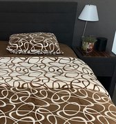 combi voordeel - dekbedovertrek - 1 persoons - 140x220 cm - Rings Brown - hoeslaken - bruin - 90x200 cm - onbeschrijfelijk zacht - microflanel - ademend - comfortabel