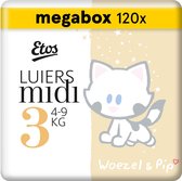 Etos Woezel & Pip Luiers Midi Maat 3 - 4-9 kg - Megabox 120 stuks