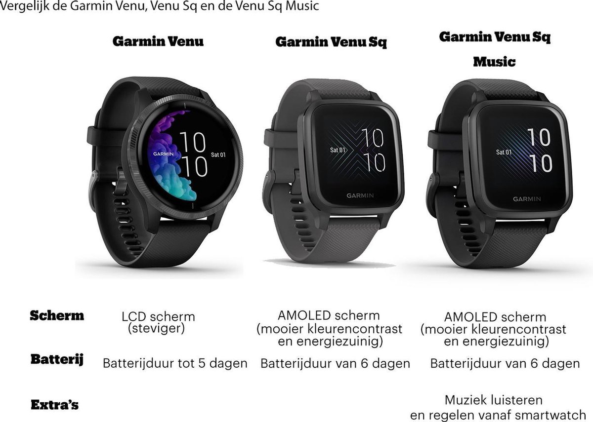 Garmin Montre Intelligente Venu SQ2 Music, Doré