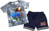 Jongens kleding set grijs T-shirt korte spijkerbroek Skate 100% katoen maat 98