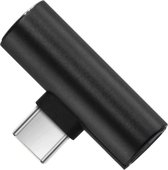DrPhone DA1 - USB-C Duo Adapter - Converter - USB-C Naar Mini Jack + USB-C - ( Geen DAC ondersteuning) Zwart