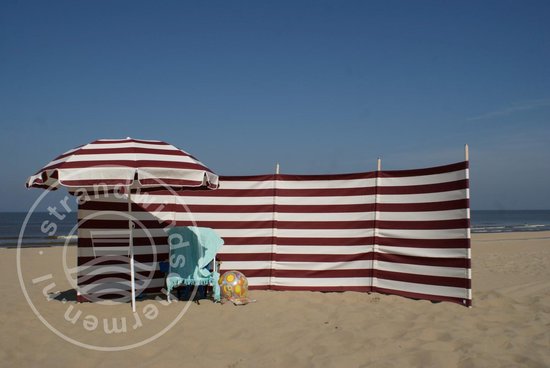 Premedicatie binnenkomst af hebben Strand Windscherm 5 meter dralon Bordeaux / Wit met houten stokken | bol.com