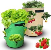 Plantenbak - Plantenzak - 8 vak plantenzak - Aardbeien plantenzak 35 x 45cm - Moestuin zak voor planten en groenten – Beige plantenzak