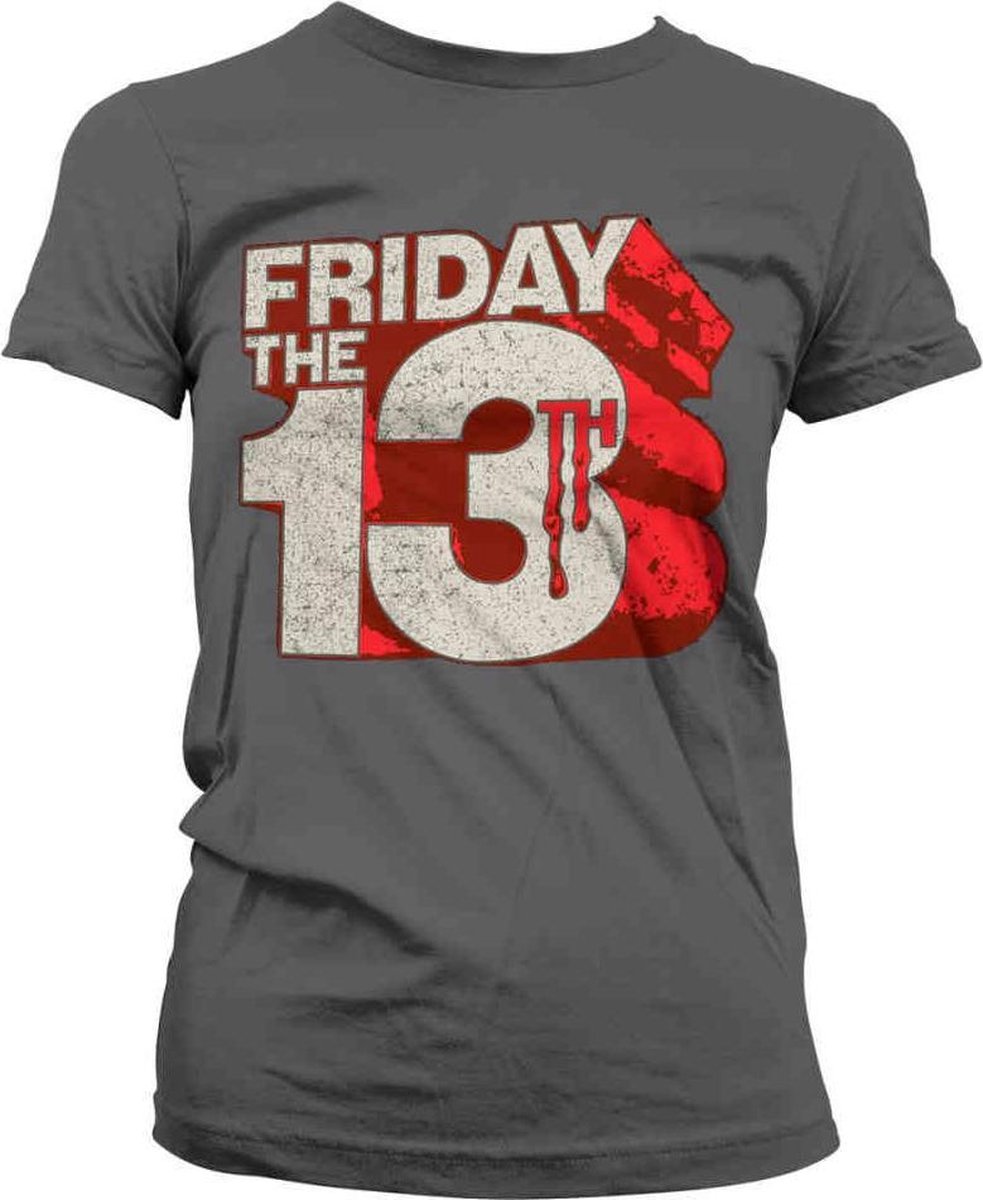 Friday The 13th Dames Tshirt -M- Block Logo Grijs