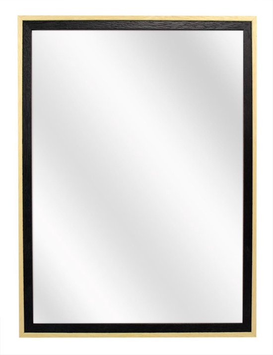 Spiegel met Tweekleurige Houten Lijst - Zwart / Blank - 40 x 50 cm