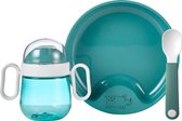 Bol.com Mepal - Mio babyservies set 3-delig - Oefenbord antilekbeker en oefenlepel - Deep turquoise aanbieding