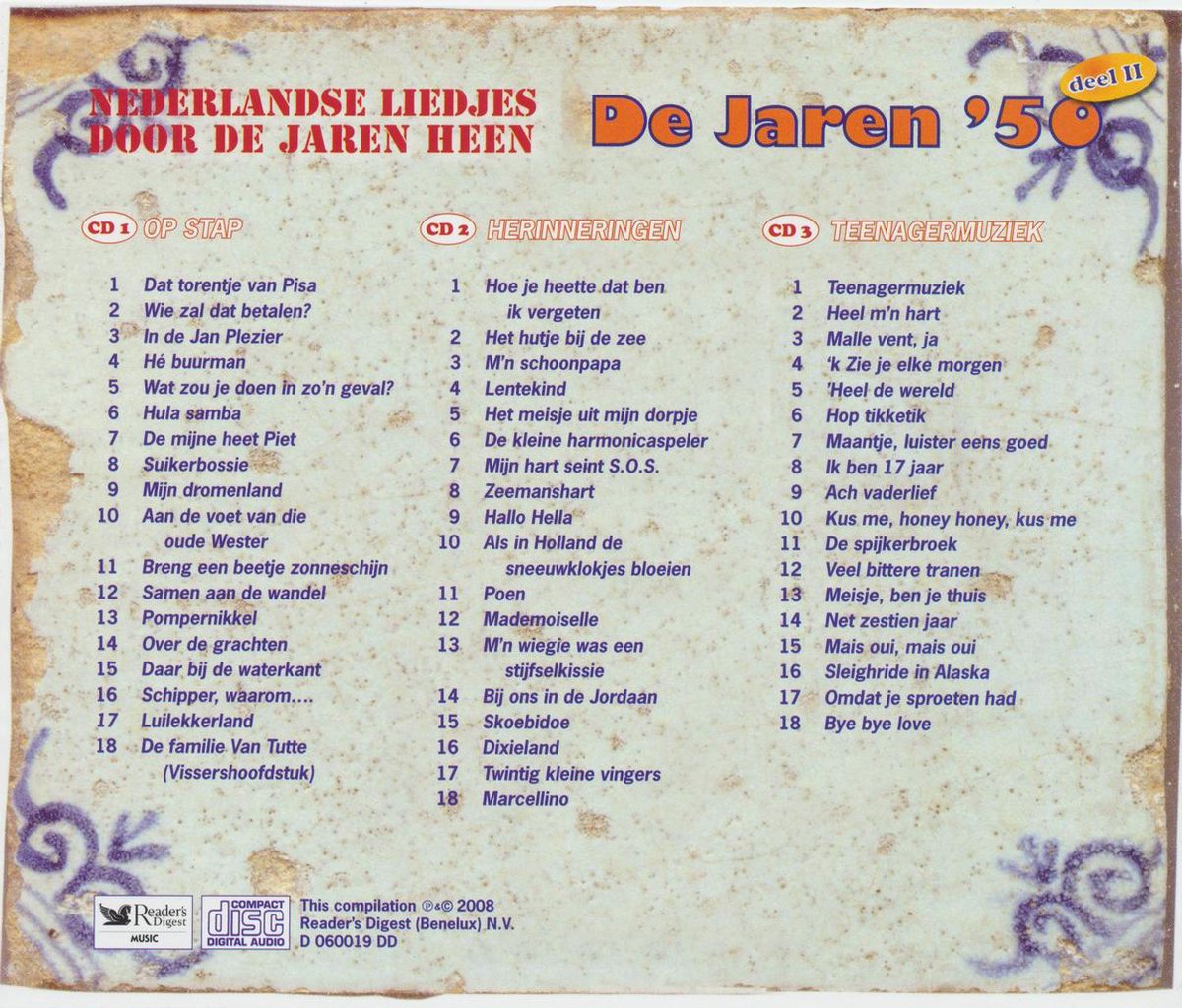 NEDERLANDSE LIEDJES DOOR DE JAREN HEEN De jaren 50 (deel 2), Diversen CD (album)