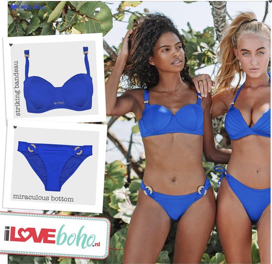 BOHO bikini's top striking bandeau – blauw - L - Cup C | bol.com