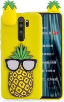 Voor Xiaomi Redmi Note 8 Pro schokbestendig 3D liggend Cartoon TPU beschermhoes (ananas)