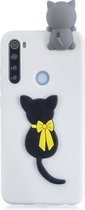 Voor Xiaomi Redmi Note 8T schokbestendig 3D liggend Cartoon TPU beschermhoes (kleine zwarte kat)