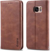 Voor Galaxy S7 AZNS Retro Textuur Magnetische Horizontale Flip PU Lederen Case met Houder & Kaartsleuven & Fotolijst (Bruin)