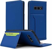 Voor Samsung Galaxy S10e Sterk magnetisme Vloeibaar gevoel Horizontale flip lederen tas met houder & kaartsleuven en portemonnee (blauw)