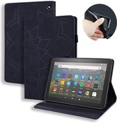 Voor Amazon Fire HD 8 (2020) Kalfsstructuur Reliëf Horizontale Flip Leren Case met Houder & Kaartsleuven & Fotolijst (Zwart)