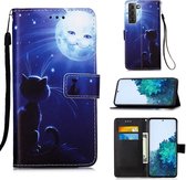 Voor Samsung Galaxy S30 Plus 3D Schilderen Horizontale Flip Leren Case met Houder & Kaartsleuf & Lanyard (Kat en Zon)